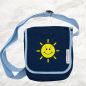 Preview: Schultertasche Sonne bestickt -mit Wunschname möglich (personalisiert) - Taschenfarbe:blau -sofort lieferbar-